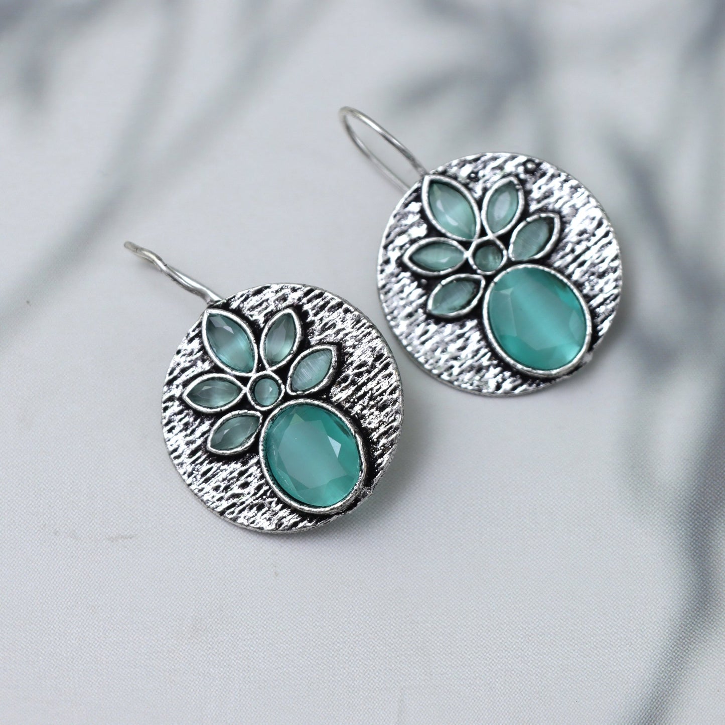 Aqua Blossom Stud Earrings - SHILPRATNAA