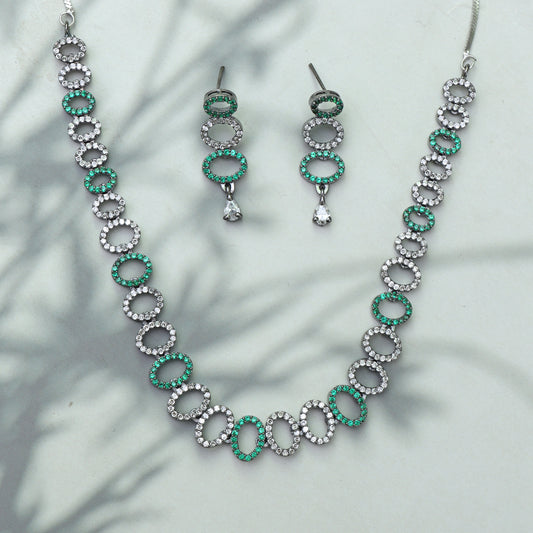 Emerald Halo Necklace Set