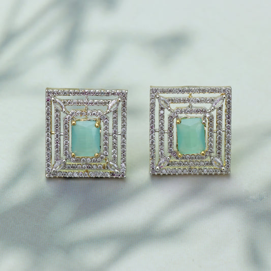 Square Aqua Radiance Studs