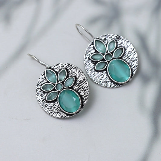 Aqua Blossom Stud Earrings - SHILPRATNAA