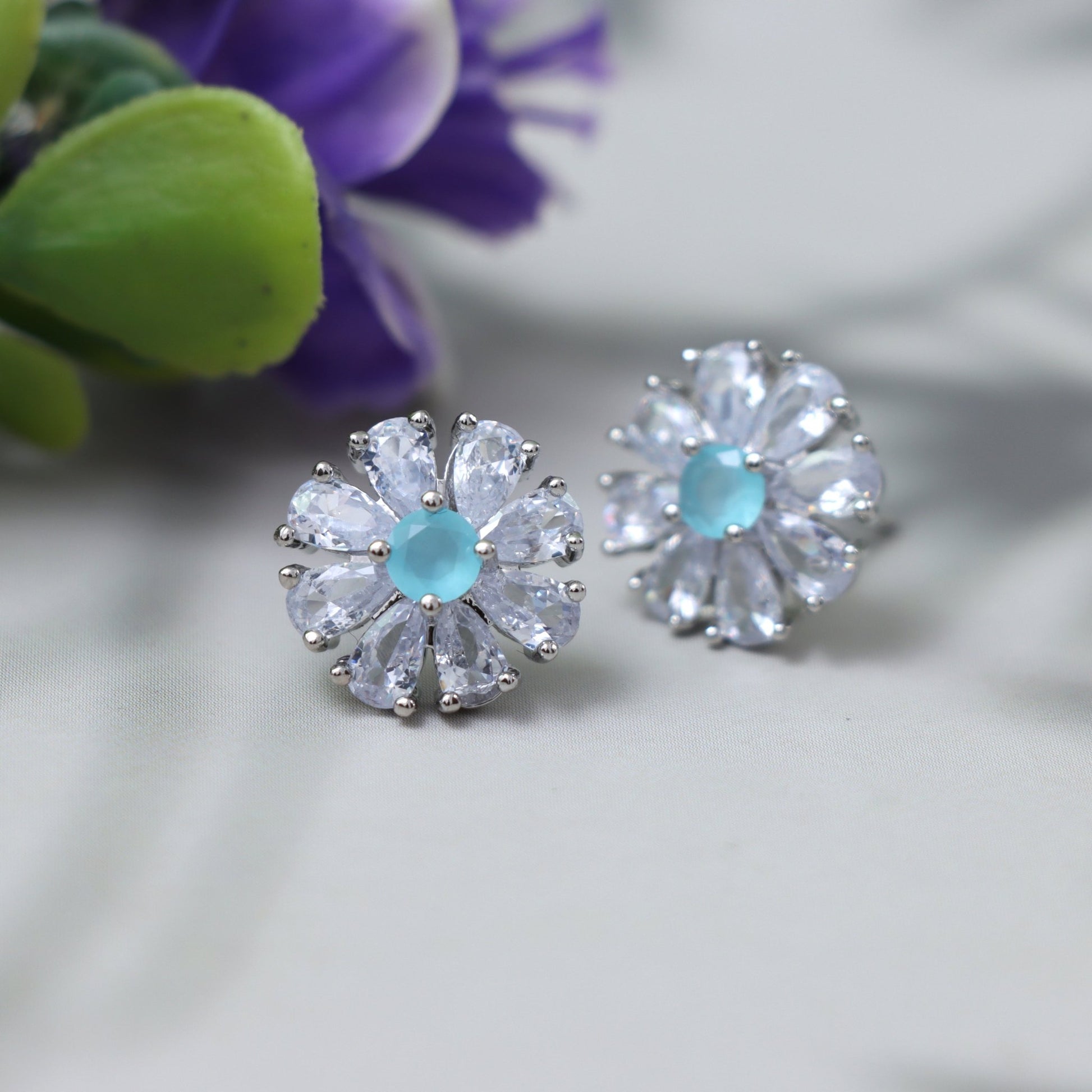 Crystal Bloom Stud Earrings - SHILPRATNAA