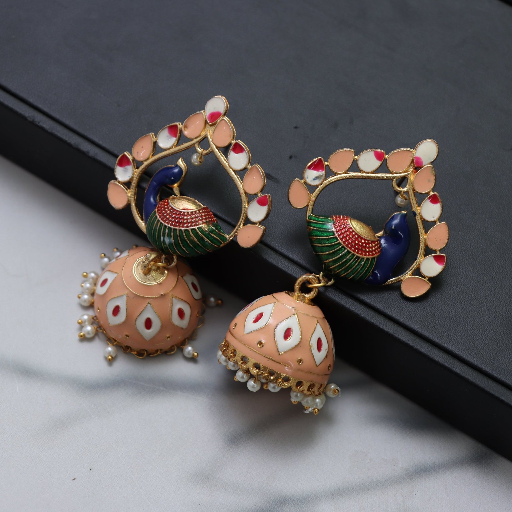 Elegant Peacock Jhumka Earrings - SHILPRATNAA