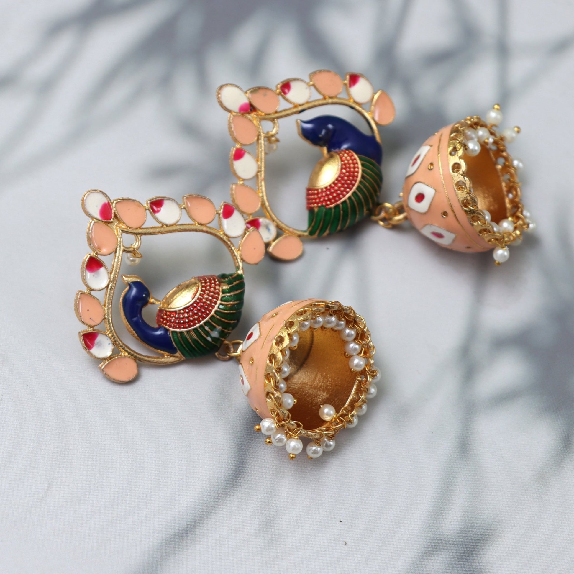 Elegant Peacock Jhumka Earrings - SHILPRATNAA