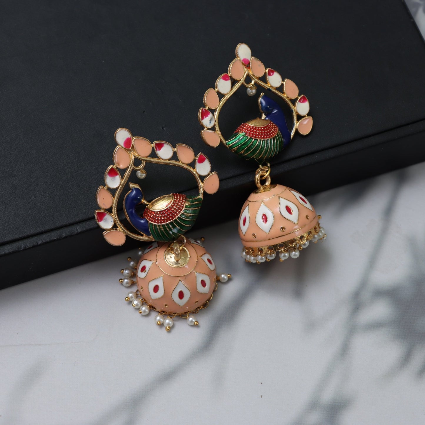 Elegant Peacock Jhumka Earrings - SHILPRATNAA