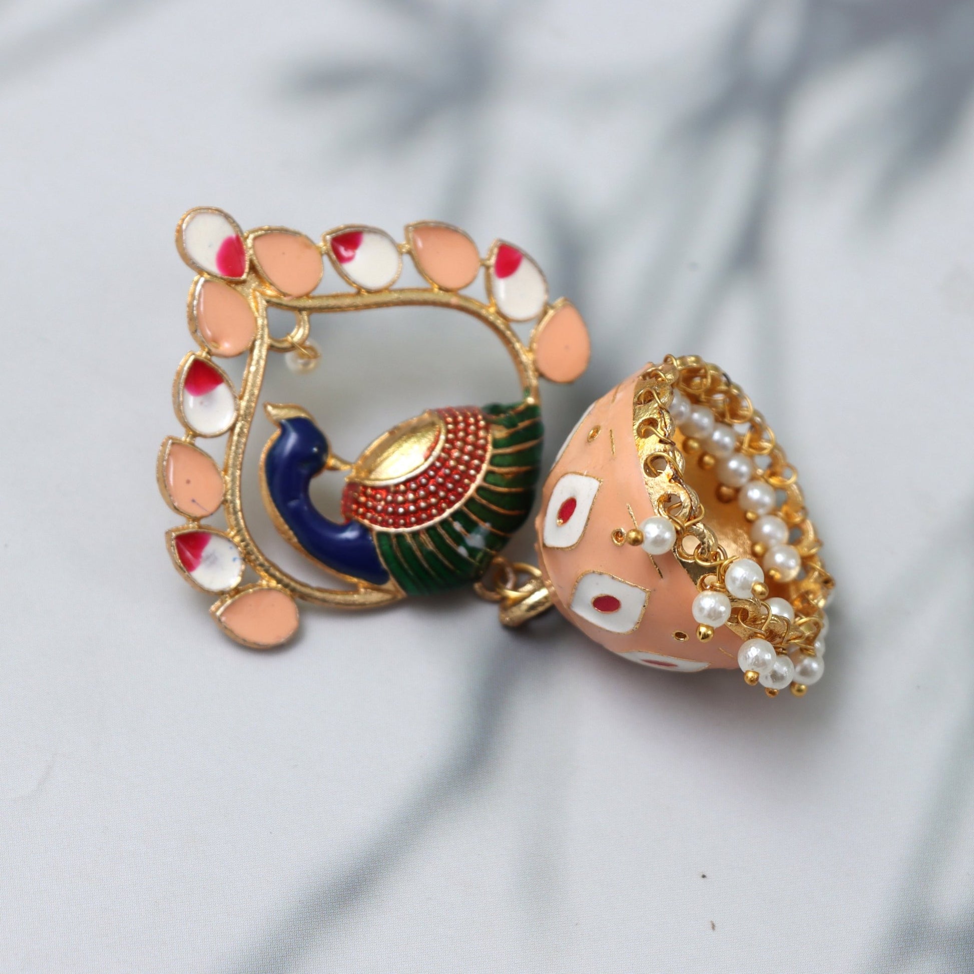 Elegant Peacock Jhumka Earrings - SHILPRATNAA