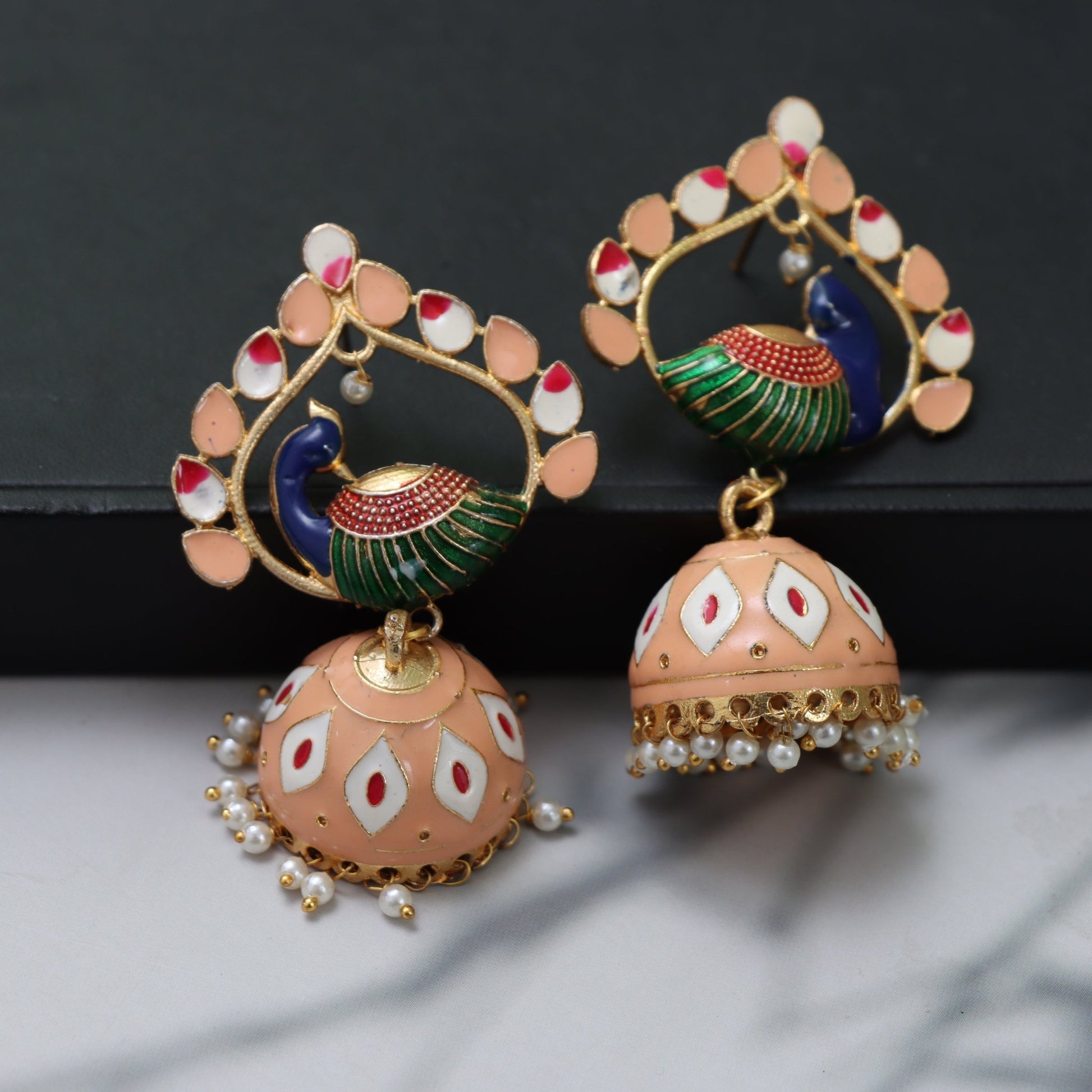 Elegant Peacock Jhumka Earrings - SHILPRATNAA