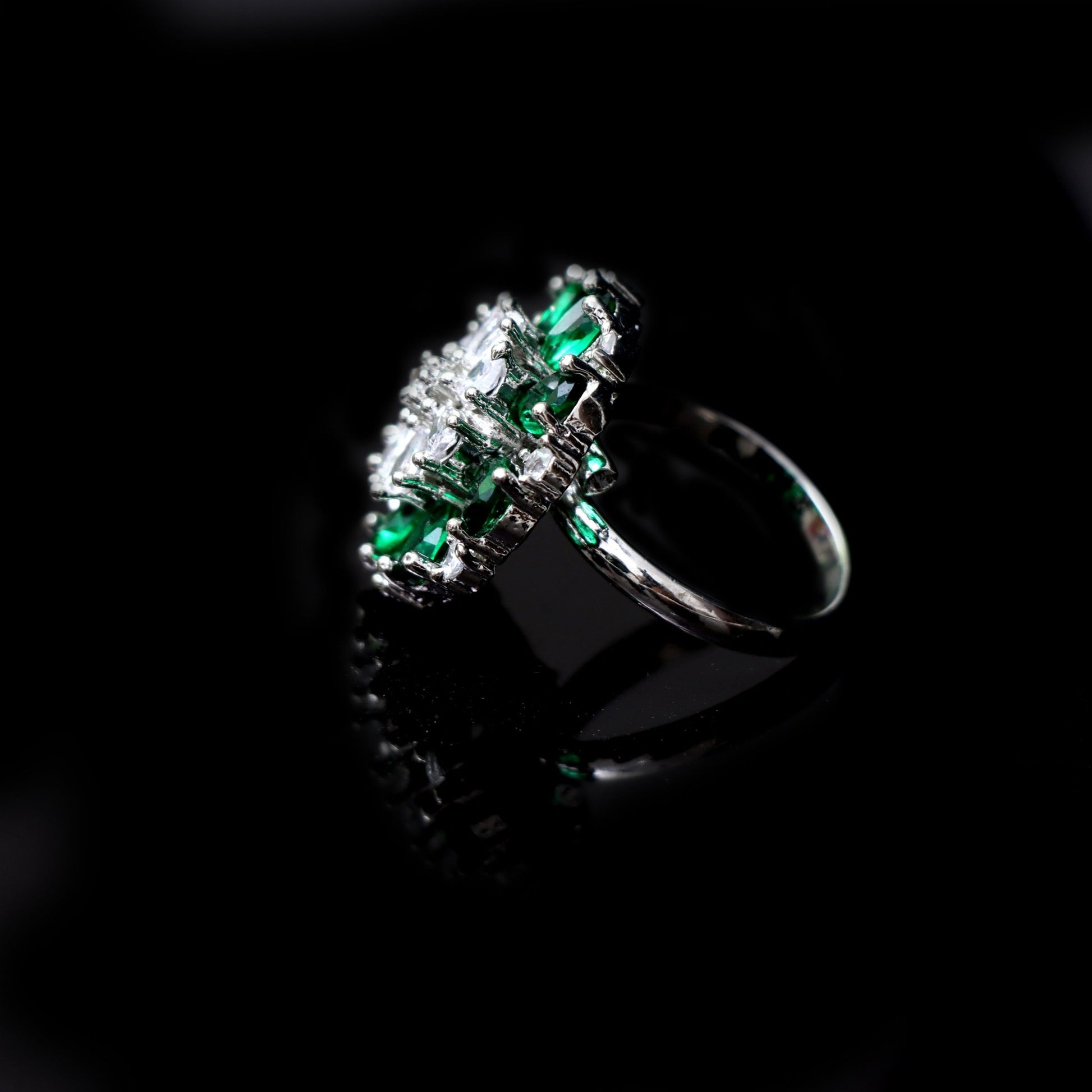 Emerald Blossom Radiance Ring - SHILPRATNAA