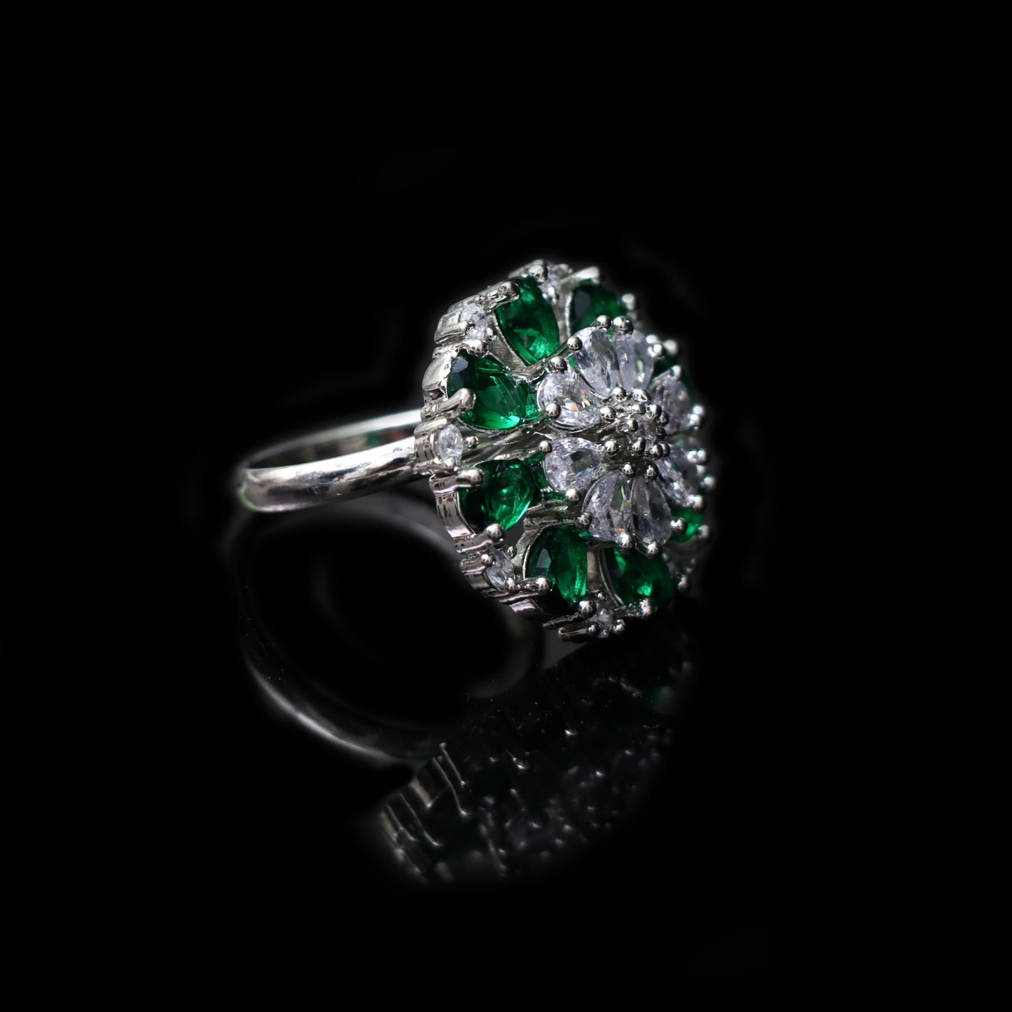 Emerald Blossom Radiance Ring - SHILPRATNAA