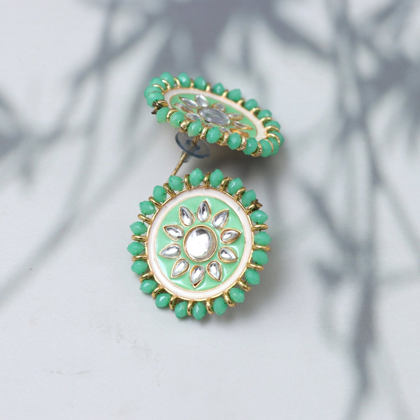 Emerald Blossom Stud Earrings - SHILPRATNAA