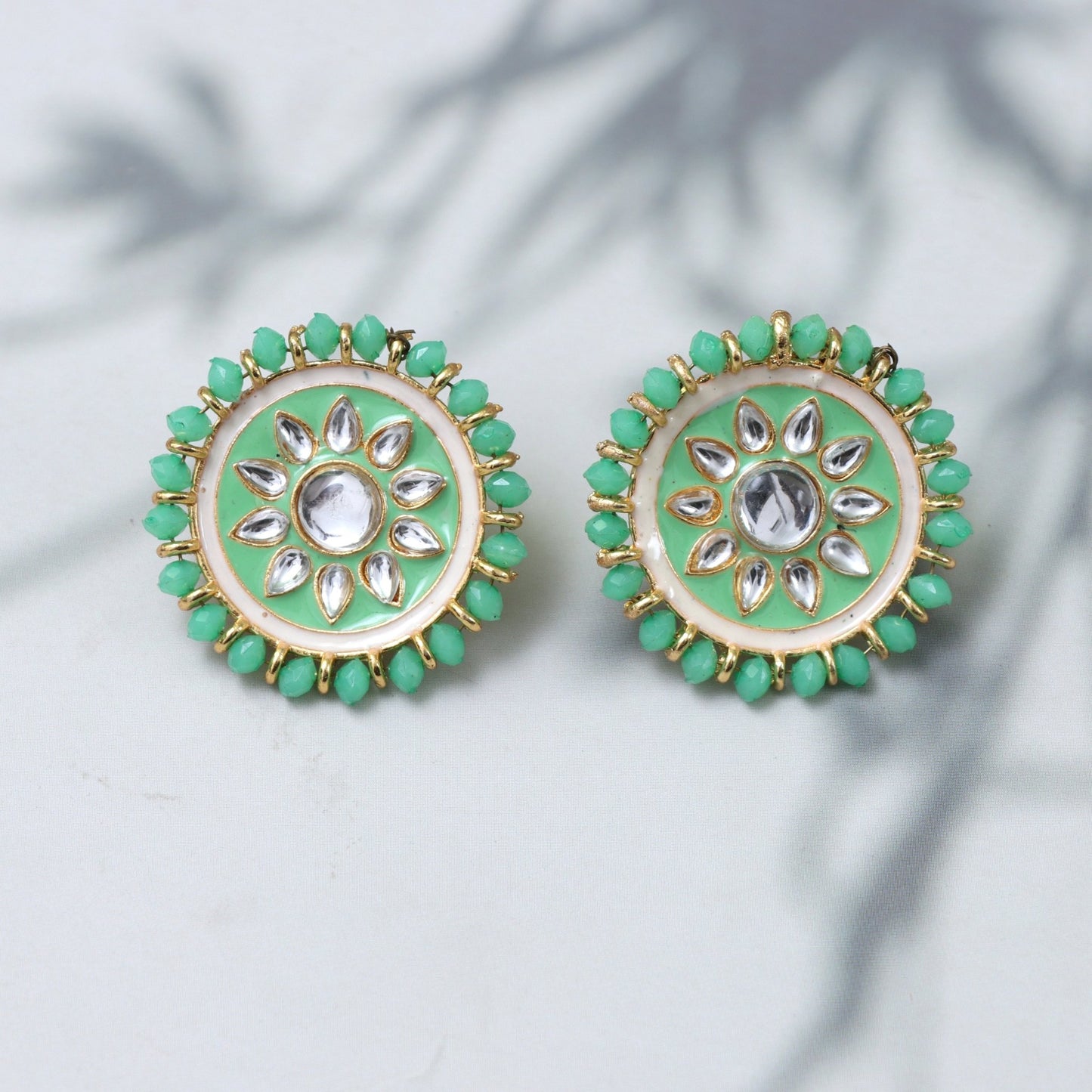 Emerald Blossom Stud Earrings - SHILPRATNAA