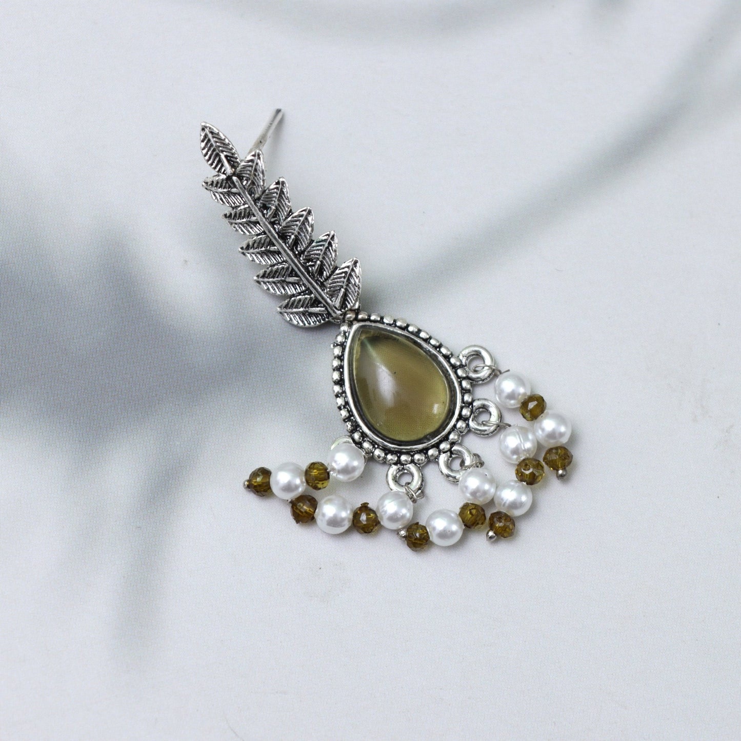 Olive Green Teardrop Dangle Earrings - SHILPRATNAA