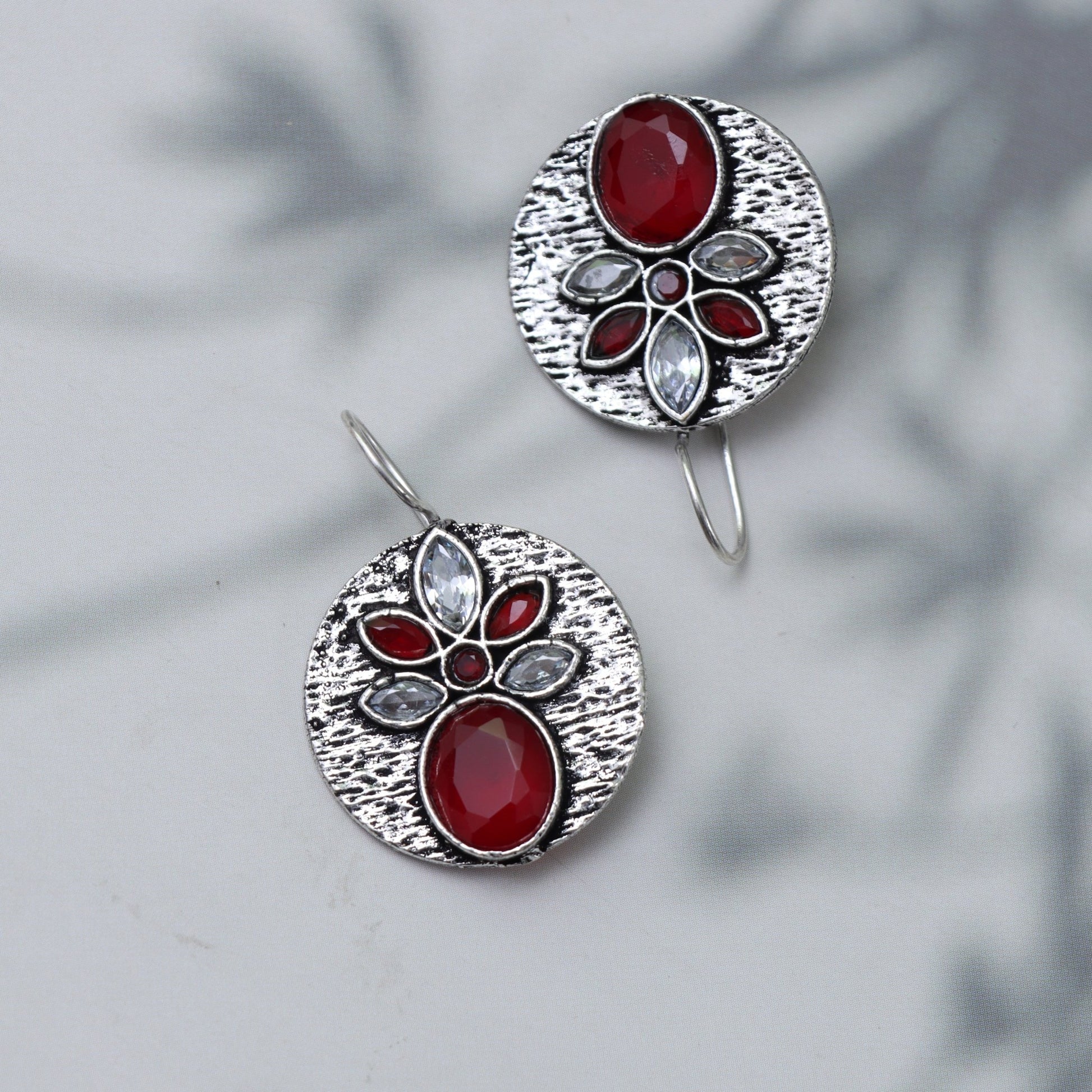 Ruby Blossom Stud Earrings - SHILPRATNAA