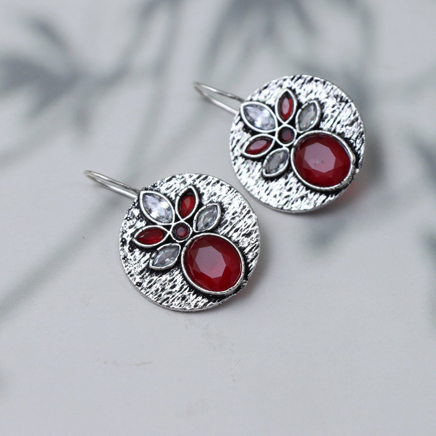 Ruby Blossom Stud Earrings - SHILPRATNAA