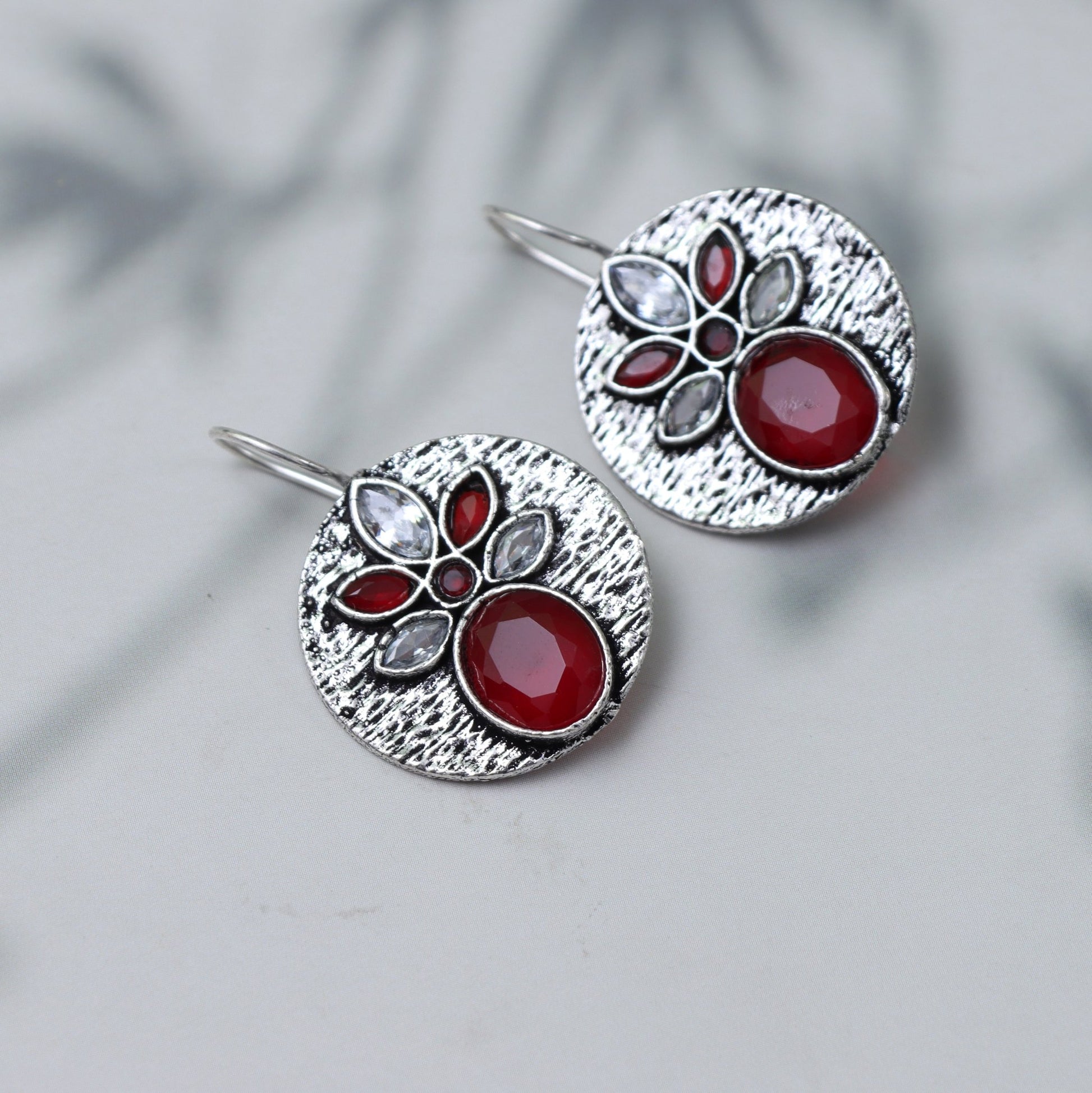 Ruby Blossom Stud Earrings - SHILPRATNAA