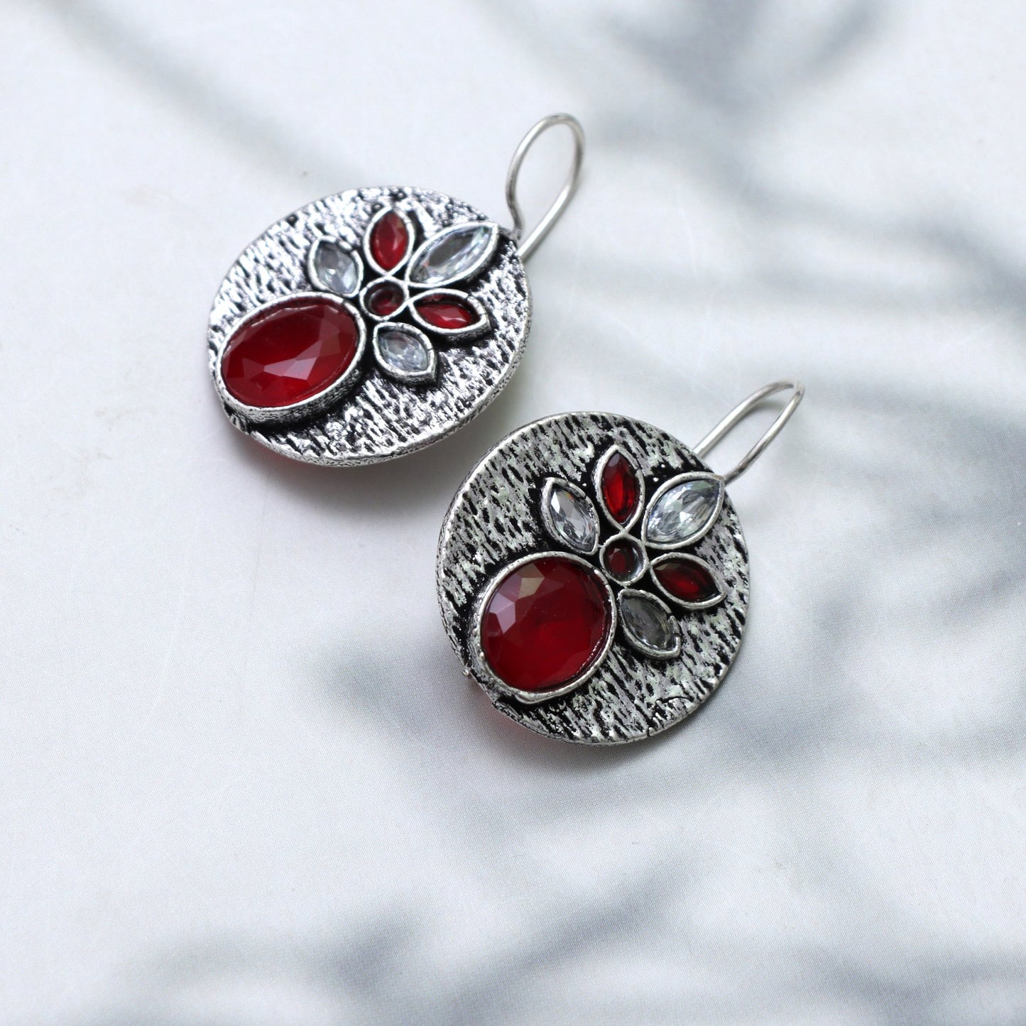 Ruby Blossom Stud Earrings - SHILPRATNAA