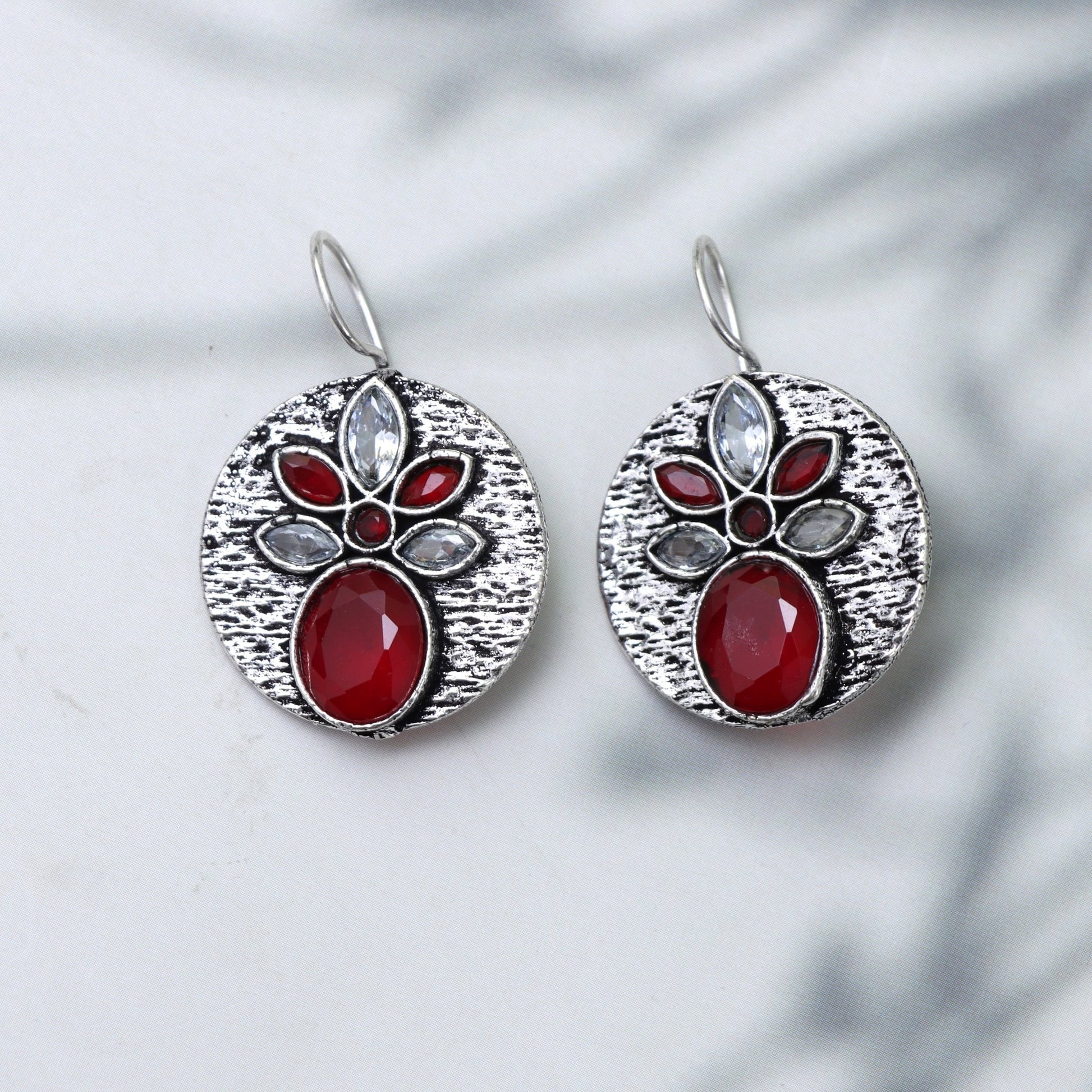 Ruby Blossom Stud Earrings - SHILPRATNAA