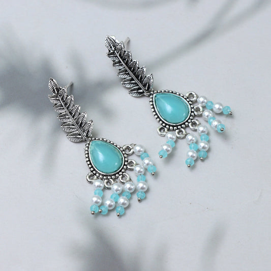 Turquoise Teardrop Dangle Earrings - SHILPRATNAA